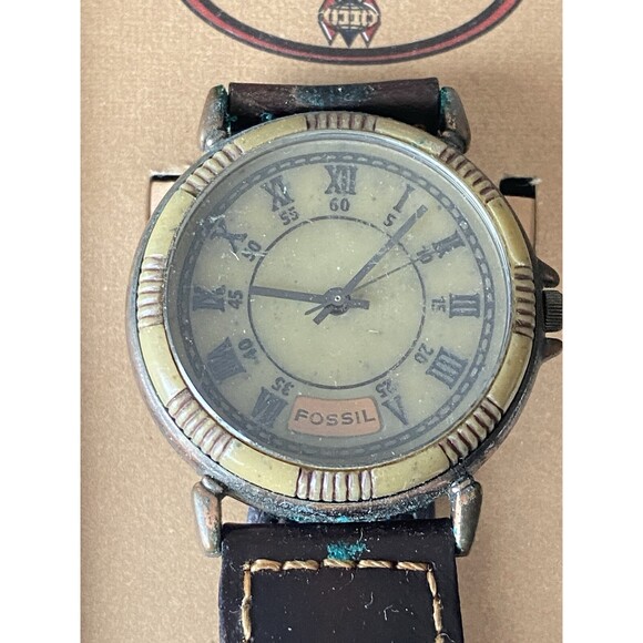 Fossil Watch Women Stone Dial BW-6746 Braided Brown Leather Band, Need Battery main image 7